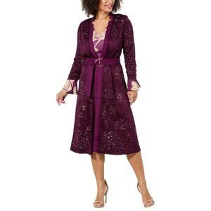 C Wonder by Christian Siriano Lace and Ponte Knit Topper Size Medium Petite Plum